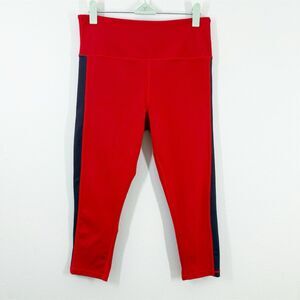 ZYIA Active Red Royalty Stripe High Rise Light N‎ Tight Leggings Size 8/10 Crop